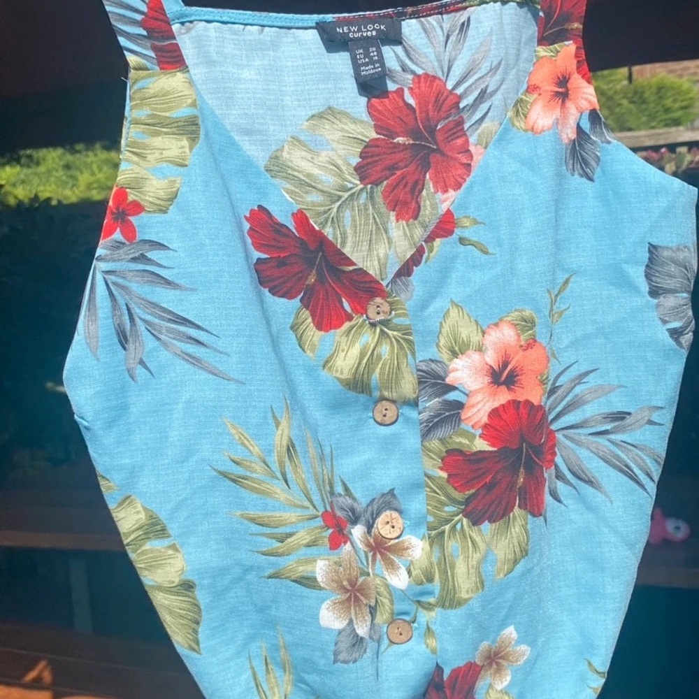 New Look Tropical Floral Tank Top - Blue and Red